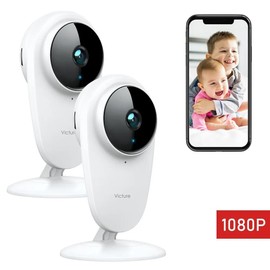 victure 2pcs Victure PC420A Wireless Security Pet Baby Monitor Camera White 1080P Camera