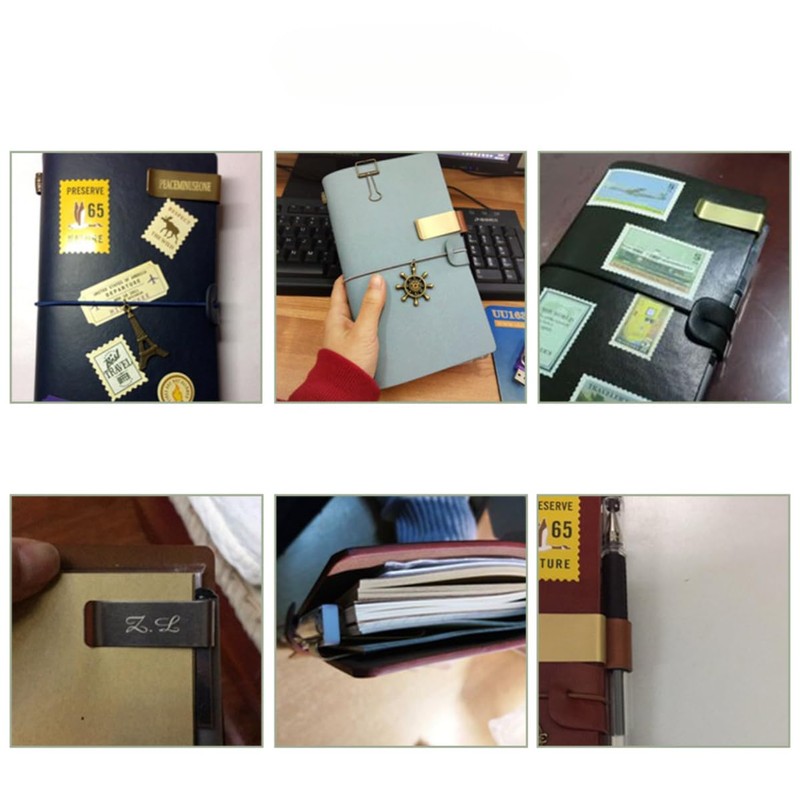 Zixui Notebook Pen Holder Clip, Leather, Stainless Steel Clip, For