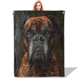 Plistiz Boxer Dog Throw Blanket 50x60, Dog Theme Blankets for Living Room Decor, Soft Flannel Boxer Dog Gifts for Women