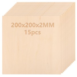 LDHHYH Pack of 15 Plywood Sheets 2 mm, 200 x 200 mm Wooden Panels for Crafts, Plywood Basswood Craft Wood Panels, Wooden Panels for Crafts for Painting, DIY Model, Plane