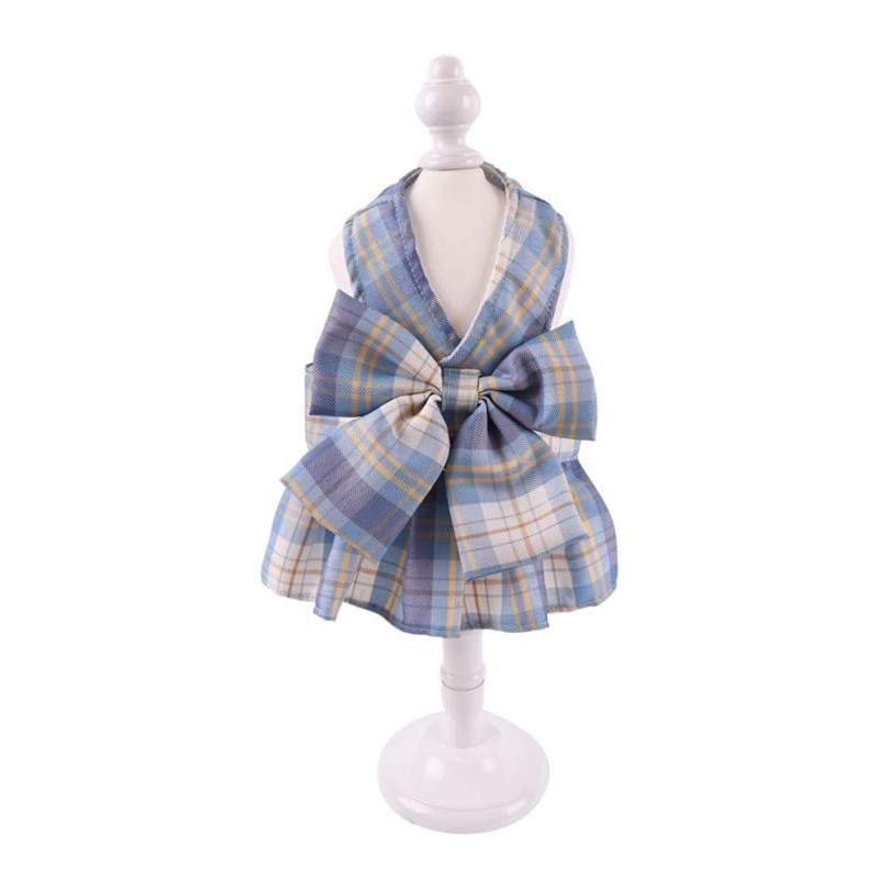 Aki Kumaya Dog Harness Lead Set with Ribbon Cute Plaid