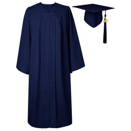 GraduatePro Matte Graduation Cap and Gown 2025 Set Bulk with Tassel for High School & College Navy 54