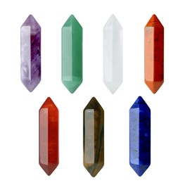 GUJOXILA Pack of 7 Healing Stones Crystals Tower Sets Hexagonal Point Bulk Gemstones Reiki Healing Crystals Meditation Spiritual Chakra Protection Energy Balancing