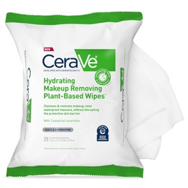 CeraVe Hydrating Facial Cleansing Makeup Remover Wipes Plant Based Face Wipes Biodegradable in Home Compost Face Wash Cloth Suitable for Sensitive... 