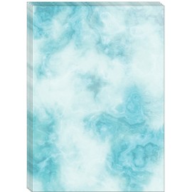 60 A4 Sheets Colourful Marble Paper, Printed on Both Sides 90 GSM Marbled Paper Marble Blue Green (Blue)