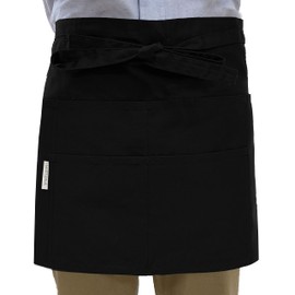 Tomaseni Garcons Cafe Apron Polyester Waist Apron One Size Fits Most 102 Uniform Short Length Black Black, Black