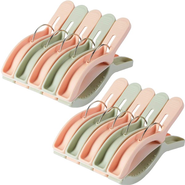YOUOWO Beach Towel Clips 10 Pack Large Quilt Clips Chair Clips for Beach Cruise Jumbo Size Heavy Duty Clothes Pegs Hanging Clip Clamps for Lounge Blankets Hanging Clothes Lines