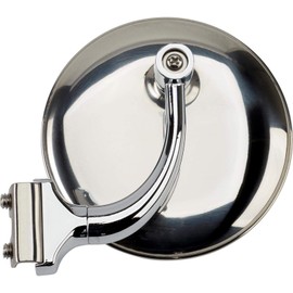 Speedway Motors Clamp On Door Top Peep Mirror 4 Inch Round, Universal Left or Right Side Rear View Mirror, Chrome Steel Hot Rod Vintage Car Exterior Mirror