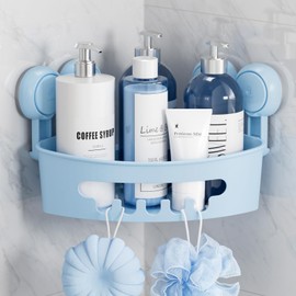 TAILI Corner Shelf Hanging Shower Shelf Corner Suction Cup No Drilling Shower Organiser Shower Shelf Suction Cups Shower Gel Holder Removable Load Capacity 10 kg Waterproof for Shampoo and Shower Gel