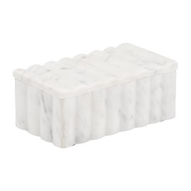 Sagebrook Home White Marble Decorative Storage Box | Elegant Stone Organizer for Home, Office, Bedroom & Living Room White, 7" x 4" x 3"