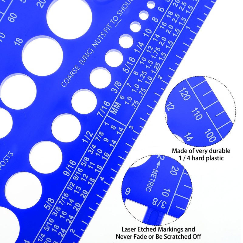 Hoteam 2 Pieces Nut Bolt Thread Gauge Checker Plastic Bolt