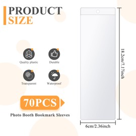 Ira Pollitt 70 Pieces Photo Booth Bookmark Sleeves Blank Photobooth Frames Clear Blank Bookmark Holder Sleeves with Hole for Students Reading Party Favors Supplies