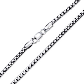 PDTJMTG 925 Sterling Silver Round Box Chain 1MM, 1.5MM, 2MM, 2.5MM, 3MM Square Rolo Chain Necklace for Men Women (45cm (18 inches), 1mm Wide)