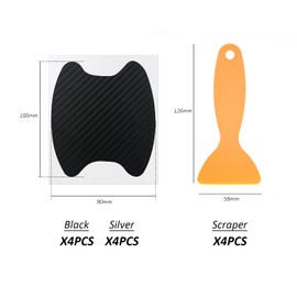 TAFACE 8 Pieces Car Handle Protector Film, 1 Piece Scraper, Door Handle Sticker, Grip Groove Protector, Grip Film, Paint Protection Film, Anti-Scratch Protective Film (Black, Silver)