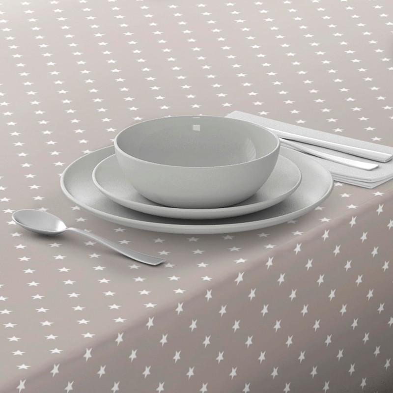 Oilcloth Tablecloth Washable Square 140 x 200 cm Stars Beige