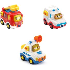 Vtech 80-242104 Tut Tut Baby Car Set of 3 Emergency Vehicles (Fire Engine / Ambulance / Police / Baby Cars) Multi-Coloured