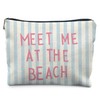 Likjad Coastal Beach Makeup Bag, Blue Striped Beachy Cosmetic Bags