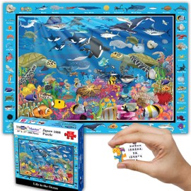 Think2Master Colorful Ocean Life 1000 Pieces Jigsaw Puzzle for Kids 12+, Teens, Adults & Families. Great Gift for stimulating Learning About Coral Reefs. Size: 26.8” X 18.9”