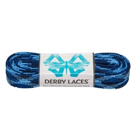 Derby Laces Blue Camouflage Waxed Skate Lace for Roller Derby, Hockey Skates, and Boots (120 Inch / 305 cm)
