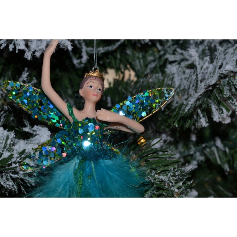 Gisela Graham : Large Peacock Fairy Decoration (set of 2)