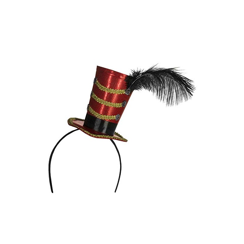 Circus Ringmaster Majorette Mini Cocktail Top Hat w Feather Costume