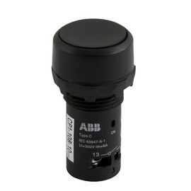 ABB CP110B-10 Push Button Operator, 22 mm, Momentary, 1 NO, Flush Operator, Black