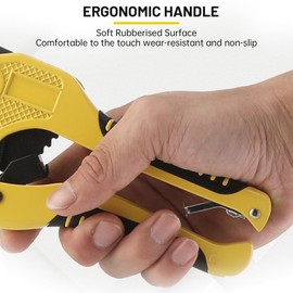 Ofeace Ratchet-type PVC Pipe Cutter, Cuts up to 1-5/8', PVC Pipe Cutter Tool, PEX Cutter to Cutting PVC, PPR Plastic Pipes, Plastic Pipe Cutter Tool with SK5 Steel, PVC Ratchet Cutter, Hose Cutter