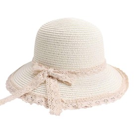 One Limitation CPA164 Straw Hat, Harajuku Style, Lace, Ribbon, Frill, Cute, Lolita, Women's, white