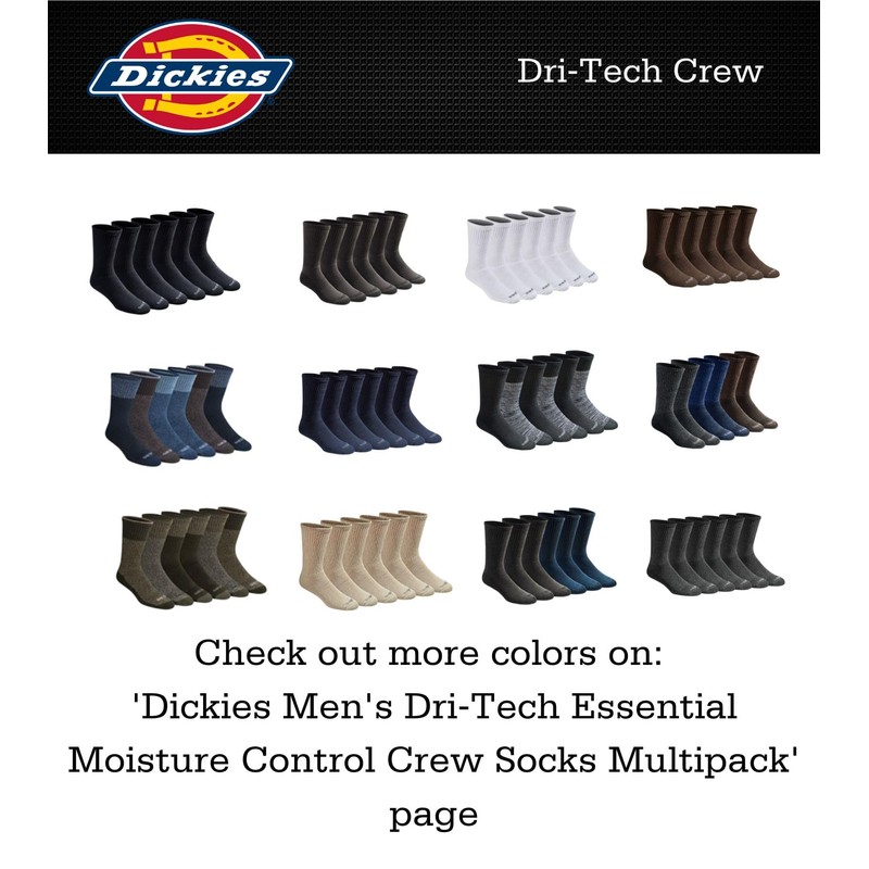 Dickies Men's Big and Tall Multi-Pack Dri-Tech Moisture Control Crew
