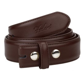 Falari Replacement Genuine Leather Dress Belt Strap Without Buckle Snap on Strap 33mm fit 35mm Buckle