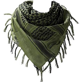 Swift Wear Shemagh Tactical Desert Scarf – 100% Cotton Keffiyeh Arab Head Wrap for Men & Women | Military Army Neck Scarf for Outdoor, Hiking, Survival & Sun Protection (Olive/Black)