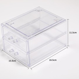 【P117】Transparent jewelry box pe film suspended gift packaging storage box wearable ring bracelet necklace display box Organiser:_Double drawer 1PC