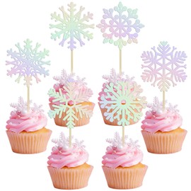 24 piezas de adornos de copos de nieve para magdalenas, copos de nieve, copos de nieve, copos de nieve, decoraciones para tartas de invierno, para baby shower, niños, cumpleaños, Navidad, fiesta, decoración de pasteles