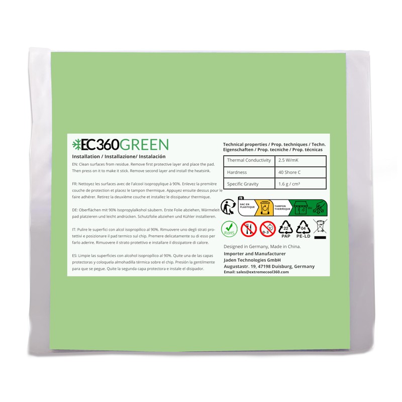 EC360® GREEN 2,5W/mK Thermal Pad (100 x 100 x 3.0