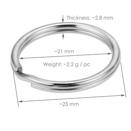 Marine Grade 316 Stainless Steel Key Ring Key Chain Heavy Duty Keychain Split Ring Connector for Scuba Gear BCD Attachment (Round 25mmx10)