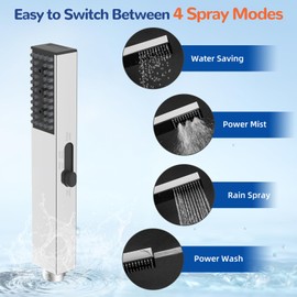 Hibbent Upgraded All Metal 4 Spray Handheld Showerhead Set, High Pressure Stainless Steel Shower Head with 360° Swivel Solid Brass Holder & Bracket, 71" Stainless Steel Hose, Chrome