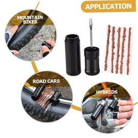Gatuida Emergency Tubeless Tire Repair Kit Rubber Repair Strips 1 Set for Bicycle and Motorcycle Punctures Easy to Use Cycle Accessory