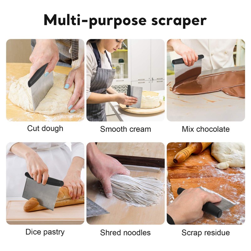 Metal Griddle Scraper Chopper Pastry Dough Cutter Stainless Steel Dough