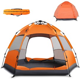 GlareWheel Instant Pop Up Tent 4 Person Orange