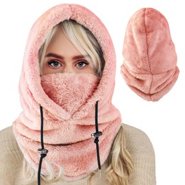 BINE Mens Winter Hat Cold Weather Face Mask Balaclava Hood Outdoor Sports Balaclava Windproof Pink
