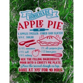 Homemade Apple Pie Recipe Christmas Ornament (A85)