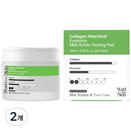 Wati Poskin Collagen Houttuynia cordata exosome slightly acidic peeling pads, 2 pieces, 60 sheets / 와티포스킨 콜라겐 어성초 엑소좀 약산성 필링패드, 2개, 60매입