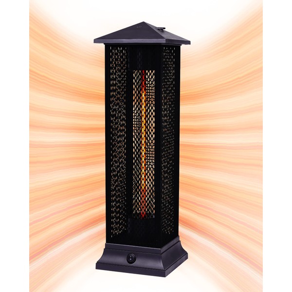 Star Patio Electric Patio Heater, Freestanding Outdoor Heater, 1500W Infrared Heater with Matte Black Finished, Tip-Over Protection, Silent Heating, IP55 Outdoor Heaters, STP1299-RMHD-M
