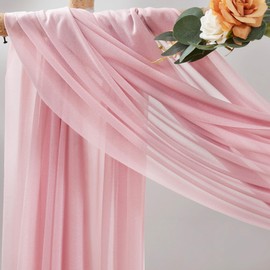 Wedding Arch Draping Fabric, 2 Panels 30" x 20Ft Dusty Rose Sheer Curtain Drapes Extra Wide & Long Backdrop Curtains for Bridal Shower Backdrop Outdoor Party Arches Church Ceremony Decoration