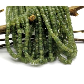 Natural Green Apatite 5 mm Smooth Tyre Shape Beads Wheel Cut Gemstone Beads 8 Inch Srand, Heishi Beads, Bracelet Earring and Necklace Jewellery Making Craft HEISHI-11