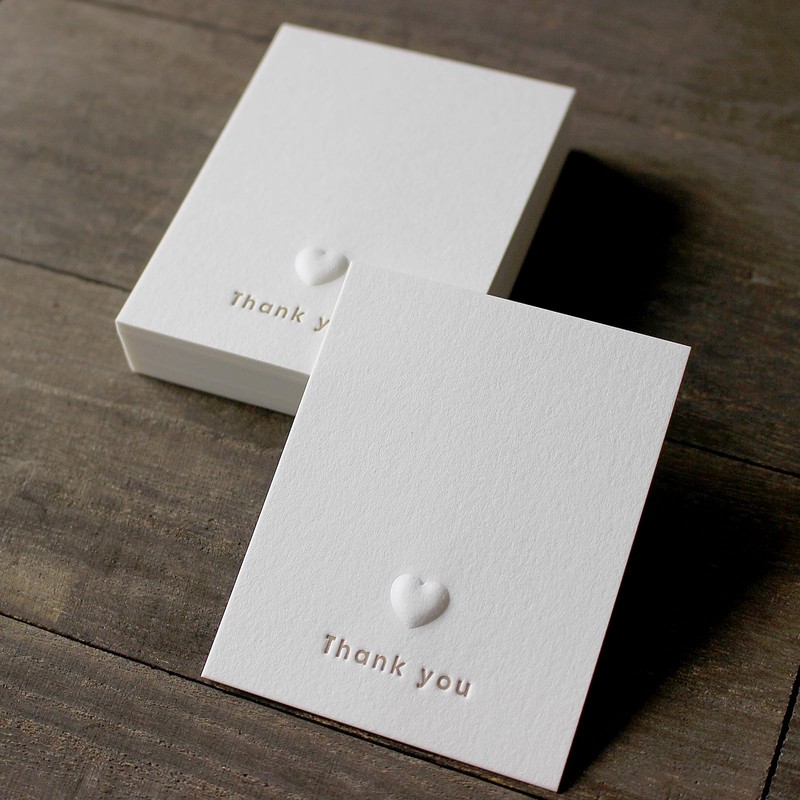 BAY LETTERPRESS 30 Typography Heart Embossed Thank You Cards &