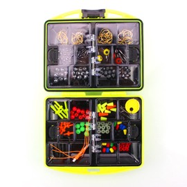 184 Pcs Freshwater Seawater Fishing Tackle Kit Portable Starter Kids Basic Fishing Accessories Box Including Jig Hooks, Beads, Sinker Slides, Fishing Swivels Snaps