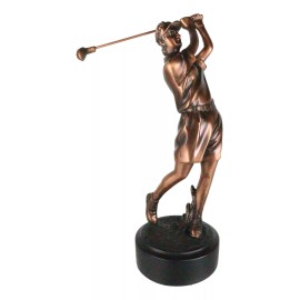 Professional Golfer Swinging Golf Club Decorative Figurine With Trophy Base 9" H