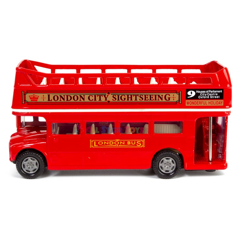 London Double Decker Bus Open Top, Red - Motormax 76008
