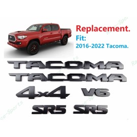 Toyota OEM 6PC Matte Black Door Tacoma SR5 Rear V6 4x4 EMBLEM BADGE 2016-2022 TOYOTA TACOMA